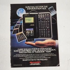 Vintage 1990 SHARP The Wizard Electronic Organizer Print Ad Earth 8x10 Clipping
